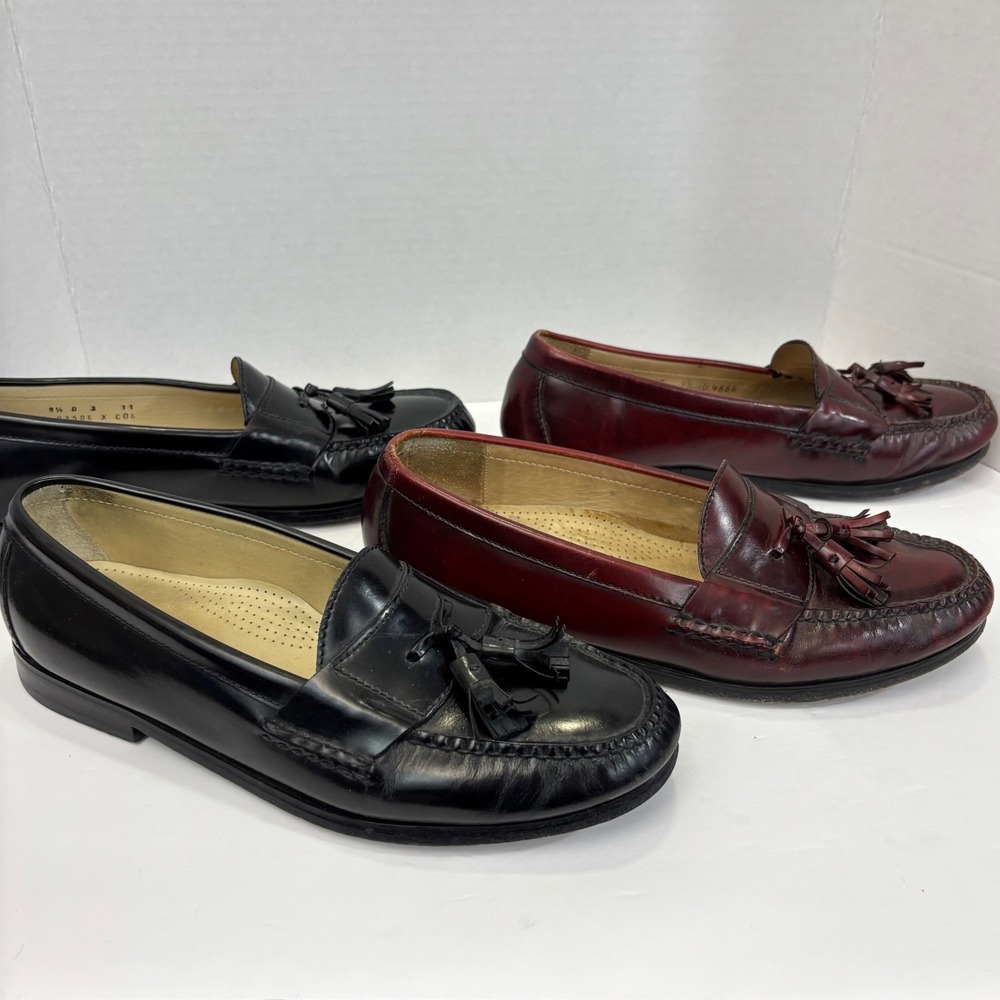 Lot of 2 Vtg Cole Haan Tassel Loafers Men 9.5 D Leather Bundle Academia Preppy